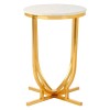 Templar Curved Gold Finish Iron Base and White Marble Side Table