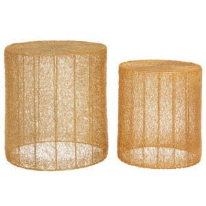 Templar Cylindrical Shape Iron Side Tables With Gold Finish Templar Cylindrical Shape Iron Side Tables With Gold Finish