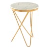 Templar Gold Finish Iron and Marble Side Table with Hairpin Legs