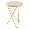 Templar Gold Finish Iron and Marble Side Table with Hairpin Legs