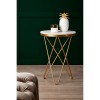 Templar Gold Finish Iron and Marble Side Table with Hairpin Legs