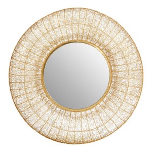 Templar Gold Finish Iron and Mirrored Glass Convex Wall Mirror (pair) Templar Gold Finish Iron and Mirrored Glass Convex Wall Mirror (pair)