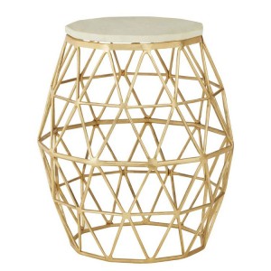 Templar Gold Finish Metal and Polished Marble Round Side Table Templar Gold Finish Metal and Polished Marble Round Side Table