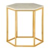 Templar Hexagonal Gold Finish Iron and White Marble Side Table