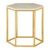 Templar Hexagonal Gold Finish Iron and White Marble Side Table