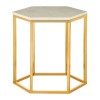 Templar Hexagonal Gold Finish Iron and White Marble Side Table