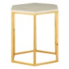 Templar Hexagonal Gold Finish Iron and White Marble Side Table