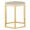 Templar Hexagonal Gold Finish Iron and White Marble Side Table