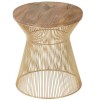 Templar Hourglass design Gold Finish Iron and Natural Wood Side Table