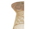 Templar Hourglass design Gold Finish Iron and Natural Wood Side Table