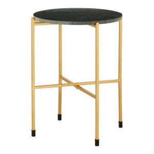 Templar Large Green Marble Top and Gold Metal Round Side Table Templar Large Green Marble Top and Gold Metal Round Side Table