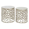 Templar Nickel Silver Finish Metal and White Marble Side Tables