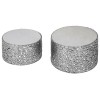 Templar Set Of 2 Antique Pewter Iron and White Stone Side Tables