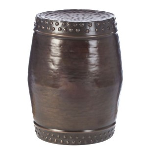 Templar Set of 2 Drum Style Brown Finish Iron Side Tables Templar Set of 2 Drum Style Brown Finish Iron Side Tables