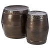 Templar Set of 2 Drum Style Brown Finish Iron Side Tables