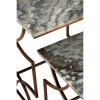 Templar Set of 2 Bronze Finish Iron and Grey Marble Square Side Tables