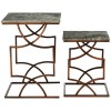 Templar Set of 2 Bronze Finish Iron and Grey Marble Square Side Tables