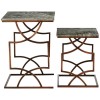 Templar Set of 2 Bronze Finish Iron and Grey Marble Square Side Tables