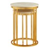 Templar Set of 2 Linear Design Gold Metal and White Marble Side Tables