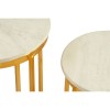 Templar Set of 2 Linear Design Gold Metal and White Marble Side Tables