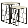 Templar Set of 2 White Marble Tops and Black Iron Side Tables