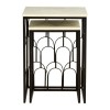 Templar Set of 2 White Marble Tops and Black Iron Side Tables