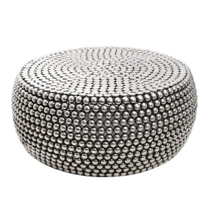Templar Silver Finish Iron Round Beaded Coffee Table Templar Silver Finish Iron Round Beaded Coffee Table
