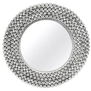 Templar Silver Finish Iron and Mirrored Glass Round Wall Mirror Templar Silver Finish Iron and Mirrored Glass Round Wall Mirror