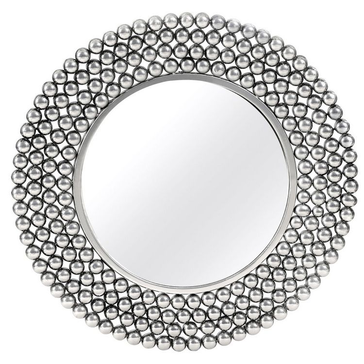 Templar Silver Finish Iron and Mirrored Glass Round Wall Mirror