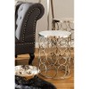 Templar Silver Finish Metal and Polished Marble Round Side Tables