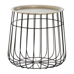 Templar Silver Finish and Black Wire Detail Metal Side Table Templar Silver Finish and Black Wire Detail Metal Side Table