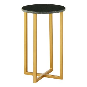 Templar Small Green Marble and Gold Finish Iron Round Side Table Templar Small Green Marble and Gold Finish Iron Round Side Table