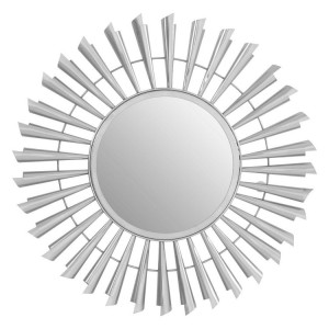 Templar Sunburst Effect Silver Finish Mirrored Glass Wall Mirror Templar Sunburst Effect Silver Finish Mirrored Glass Wall Mirror