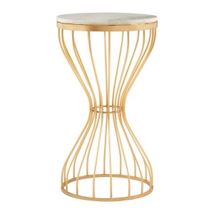 Templar White Marble Pinched Base Iron Side Table Templar White Marble Pinched Base Iron Side Table