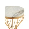 Templar White Marble Pinched Base Iron Side Table