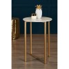 Templar White Marble and Gold Finish Lattice Base Side Table