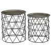 Templar Zinc Top and Black Iron Base Round Side Tables Set of 2