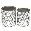 Templar Zinc Top and Black Iron Base Round Side Tables Set of 2