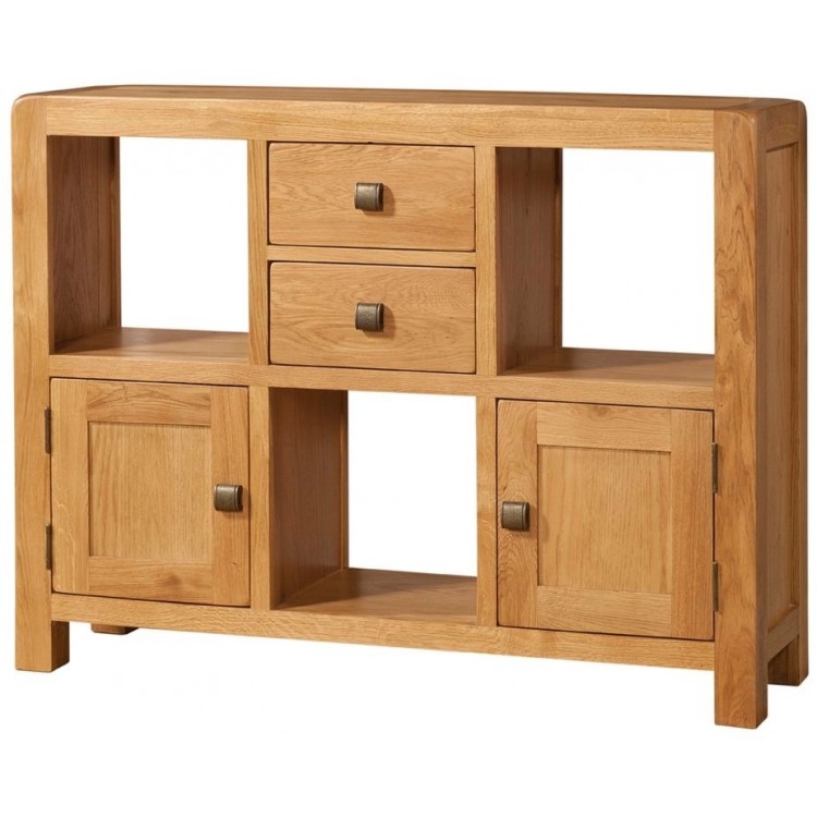 Ayr Oak Furniture 2 Door 2 Drawer Low Display Unit
