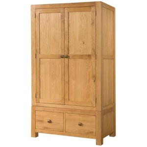 Ayr Oak Furniture Double Wardrobe with 2 Drawers Ayr Oak Furniture Double Wardrobe with 2 Drawers