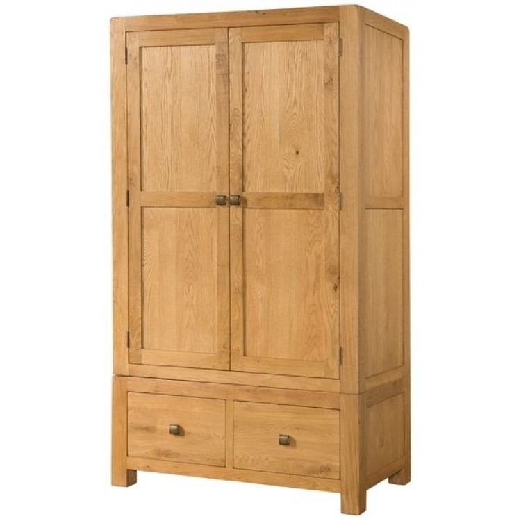 Ayr Oak Furniture Double Wardrobe with 2 Drawers