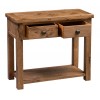 Aztec Solid Oak Furniture Rustic 2 Drawer Hall Table