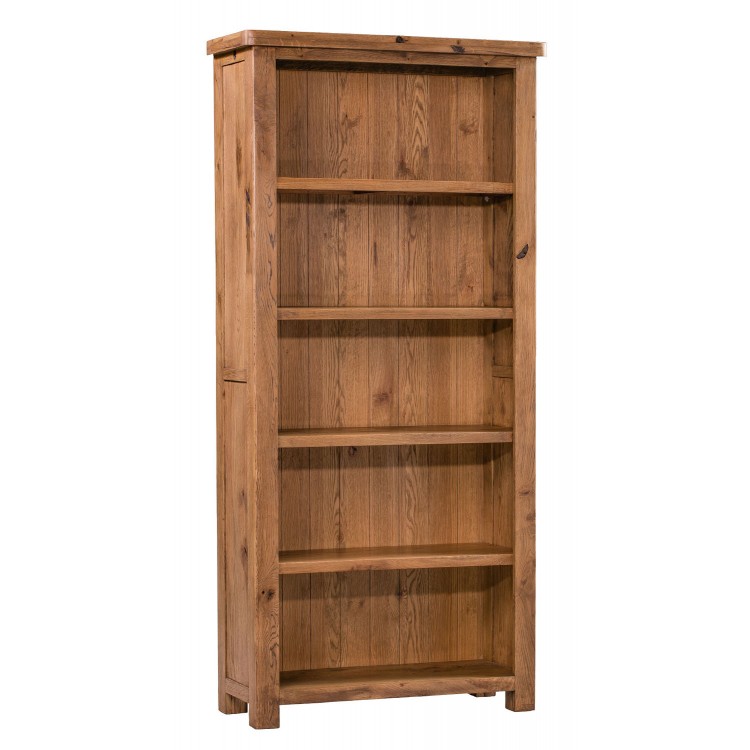 Aztec Solid Oak Furniture Large Rustic 5 Shelf Bookcase