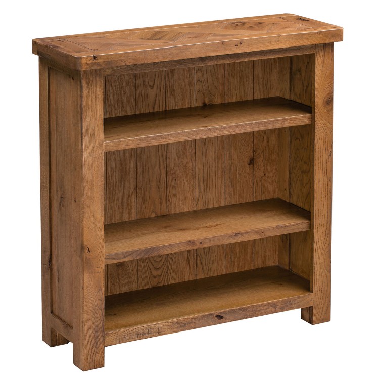 Aztec Solid Oak Furniture Small Rustic 3 Shelf Bookcase