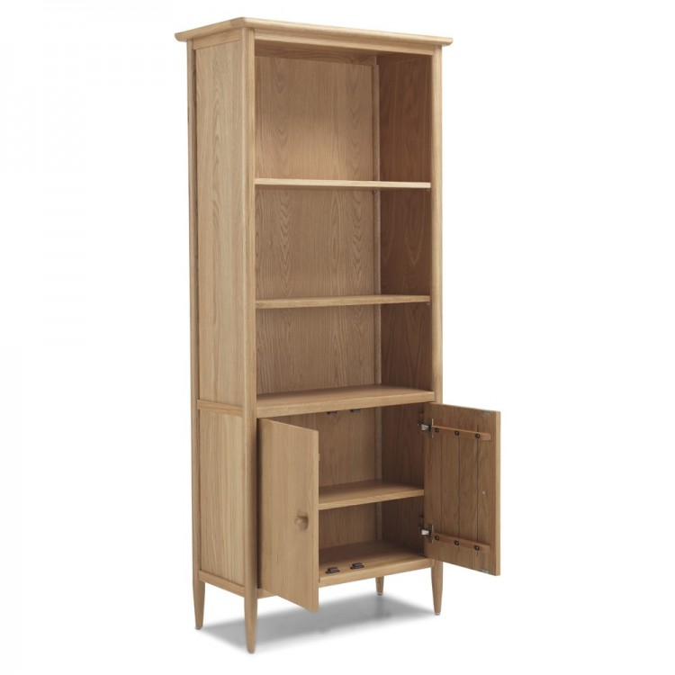 Stockholm Oak Large Bookcase With Doors, 14 Wide Bookcase With Doors