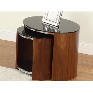Jual San Marino Walnut Furniture Nest of Tables with Tempered Glass Jual San Marino Walnut Furniture Nest of Tables with Tempered Glass OFHJF305-W