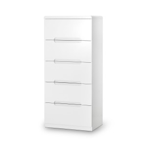 Julian Bowen Painted Furniture Manhattan White 5 Drawer Narrow Chest Julian Bowen Painted Furniture Manhattan White 5 Drawer Narrow Chest