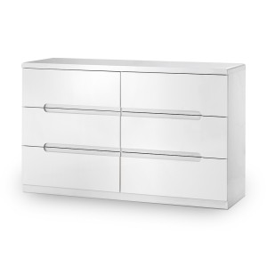 Julian Bowen Painted Furniture Manhattan White 6 Drawer Wide Chest Julian Bowen Painted Furniture Manhattan White 6 Drawer Wide Chest