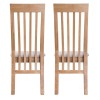 Bergen Oak Furniture Slat Back Chair Fabric Seat Pair