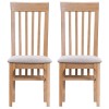 Bergen Oak Furniture Slat Back Chair Fabric Seat Pair